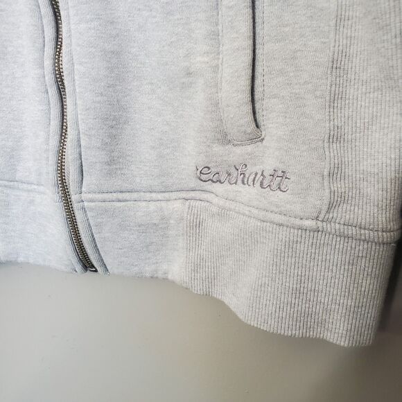 Carhartt Sweatshirt Womens Size Small 4/6 Gray Logo Spellout Full Zip Mock Neck - Picture 4 of 12